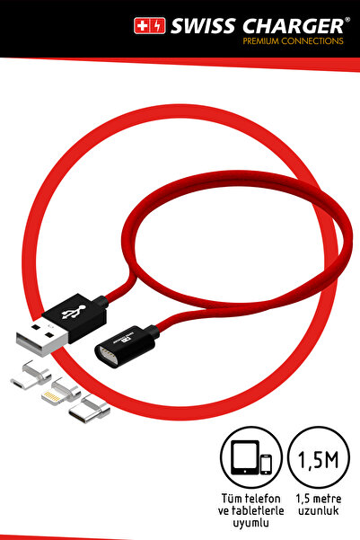 SWISS CHARGER Scc-10008 Manyetik Uçlu Data Ve Şarj Kablosu