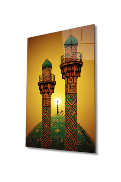 Rosyvien Minareti džamije Teheran Šarif, staklena slika, religijski islamski ...
