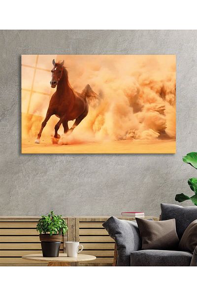 Rosyvien Επιτραπέζιο γυαλί Running Noble Horse, Μοντέρνο και κομψό, Διακόσμηση τοίχου σπιτιού και γραφείου, Δώρο, Άθραυστο σκληρυμένο γυαλί