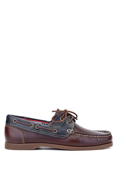 Tamer Tanca Men's Genuine Leather Claret Red/Navy Blue Casual Shoes