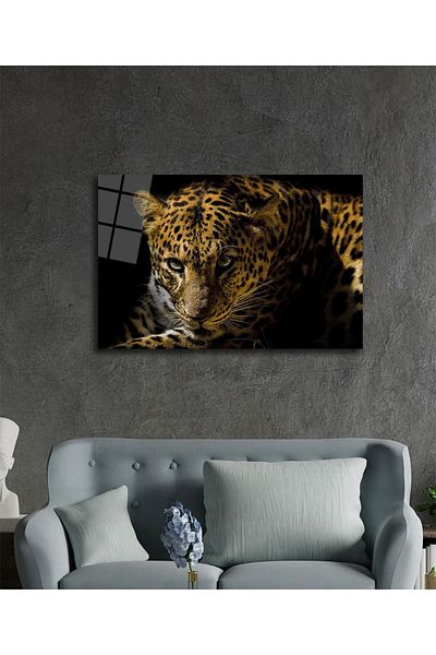 Rosyvien Γυάλινος πίνακας Leopard Animal Portrait, Wild Nature Landscape, Διακόσμηση τοίχου γραφείου σπιτιού, σκληρυμένο γυαλί δώρου