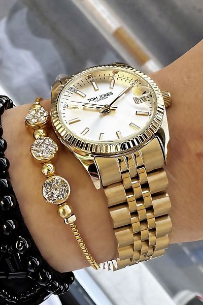 Tom Jones Gold Steel Cord Women's Wristwatch Bracelet Gift Wlg862