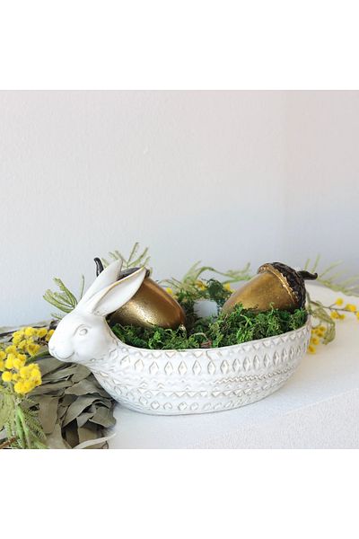 Warm Design Embossed Ceramic Rabbit Bowl