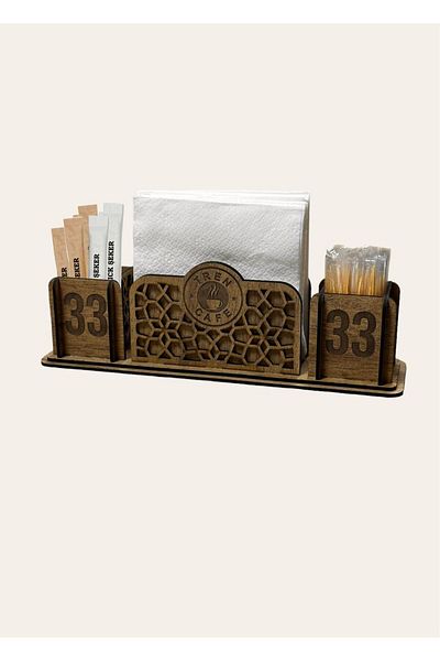 Bir Reklam Wooden Table Top Napkin Holder for Cafe Restaurant and Hotels MDL 6