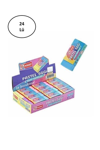 Mikro 24 Pieces Pastel Eraser - 2B-24P