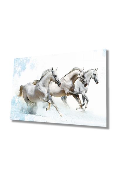 Rosyvien Masă de sticlă Running Noble Horses, decor de perete modern și elegant pentru birou, cadou, sticlă temperată durabilă