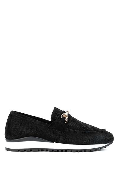 Tamer Tanca Black Suede Genuine Leather Women's Casual Shoes