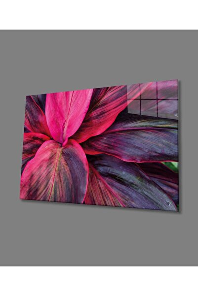 Rosyvien Tablou din sticlă cu flori roz mov mari, decor de perete pentru casă...