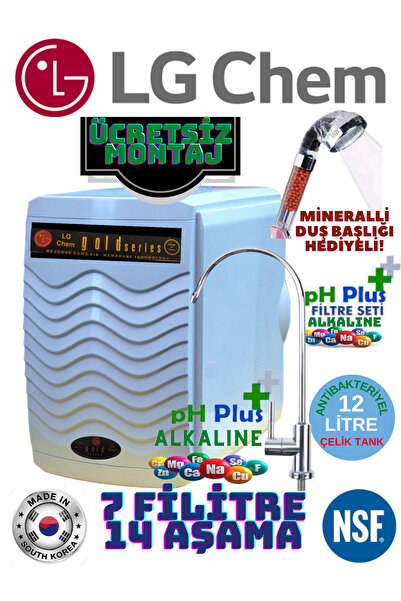 LG Chem Gold Beyaz Montaj Dahil 12 Litre 7 Filitre 14 Aşamalı Mineral Ve Alkalı Su Arıtma Cihazı