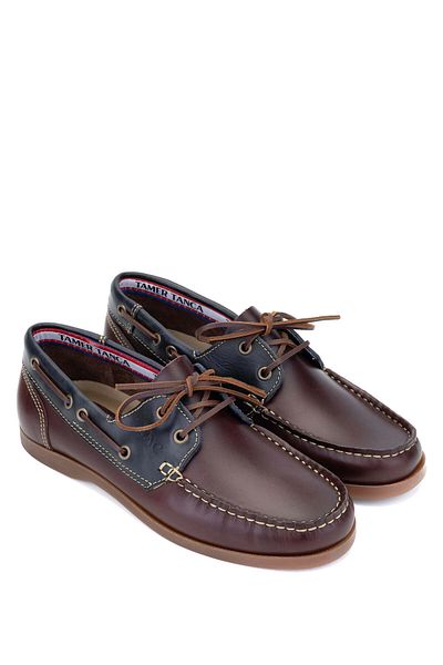 Tamer Tanca Men's Genuine Leather Claret Red/Navy Blue Casual Shoes