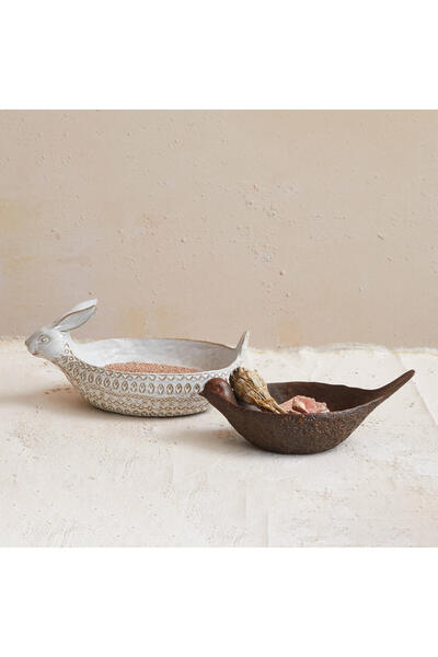 Warm Design Embossed Ceramic Rabbit Bowl