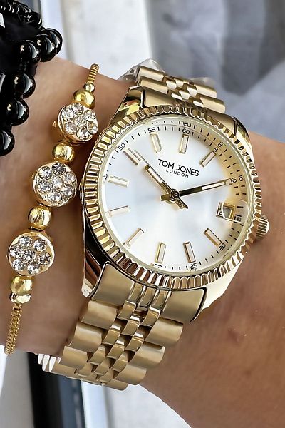 Tom Jones Gold Steel Cord Women's Wristwatch Bracelet Gift Wlg862
