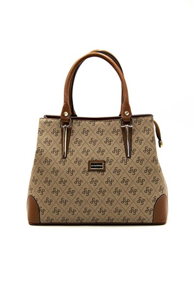 Silver Polo Koyu Bej - Taba SP667 Kadın El Çantası