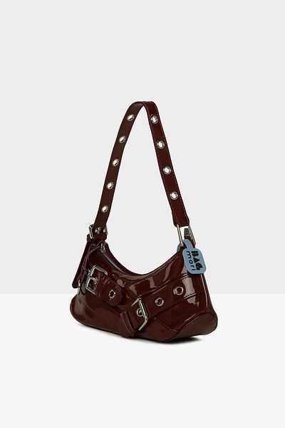 Bagmori Burgundy Women's Belt Accessory Strap Detailed Patent Leather Bag M000008443