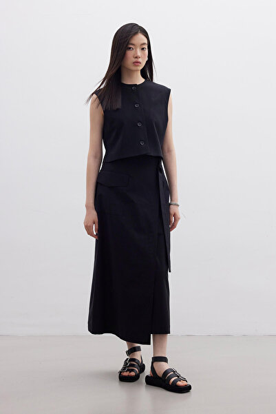 Manuka PODROBNÁ SUKNĚ KRUVAZE ČERNÁ