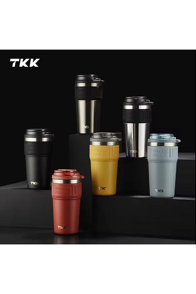 Vagonlife TKK 630ml Stainless Steel Mug - Use with Straw and No Straw, with Hanger (Red)