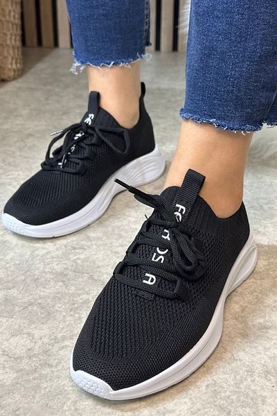 Allyup Women's Knitwear Sneaker Lace-Up Socks Sports Shoes with Bracelet Detail