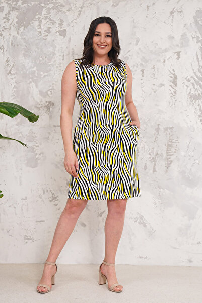 Neşeli Butik γυναικείο ύφασμα βισκόζης με κρυφή τσέπη με λεπτομέρειες σε μέγεθος φόρεμα NBA016