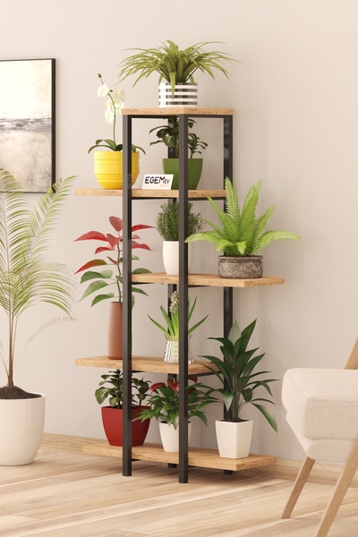 ODİNA Dekoratif 5 Raflı Metal Çiçeklik Saksı Standı Saksılık YUKSEK AYAK 112 CMBOY