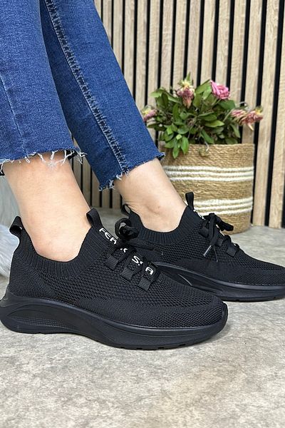 Allyup Women's Knitwear Sneaker Lace-Up Socks Sports Shoes with Bracelet Detail