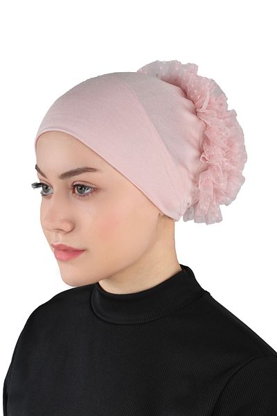 Ecardin Powder Color Knob and Laced Bandana Bonnet - St 610