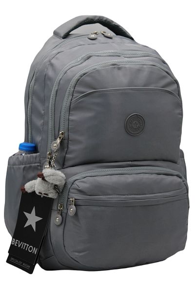 Bevitton Custom Water Repellent Fabric Gray Unisex School Backpack A3152