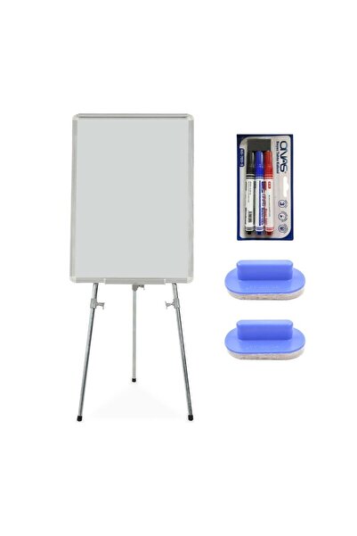 İnter 50X70 Lamine Yüzey Teleskopik Ayaklı Yazı Tahtası (Int-627) + 3 Adet Tahta Kalemi + 2 Adet Tah
