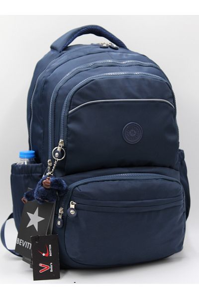Bevitton Special Water Repellent Fabric Navy Blue Unisex School Backpack A3152