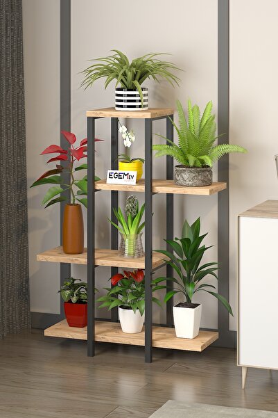 ODİNA SAKSILIK Dekoratif  Raflı Metal Çiçeklik Saksı Standı Saksılık 87CM BOY