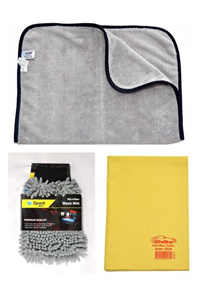 Spark 2315 Oto Kurulama Havlusu & Spark 7050 Temizlik Eldiveni & Polikur 3224...