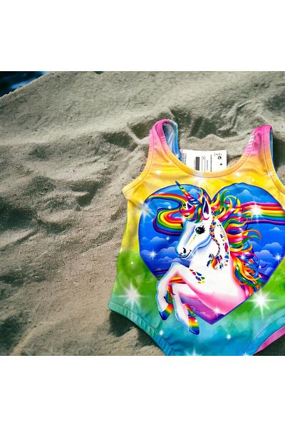 Esterella Unicorn Girl's Solid Swimsuit / Girl's Strap Swimsuit / Girl's Unicorn Printed Swimsuit