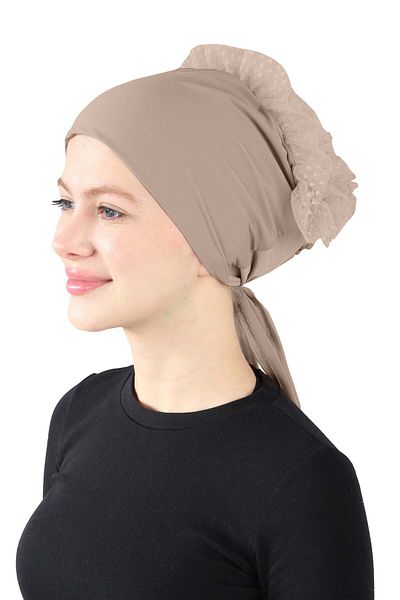 Ecardin Dark Mink - Sandy Fabric with Knobs and Laced Bonnet - St 620
