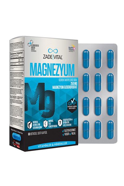 Zade Vital Magnesium Glycerophosphate 250 Mg 60 Capsules (1 BOX)