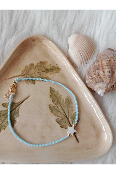 HAPPY HANDMADE NATURAL PEAL STONE ANKLE FOOT ACCESSORY WITH SAND BEADS