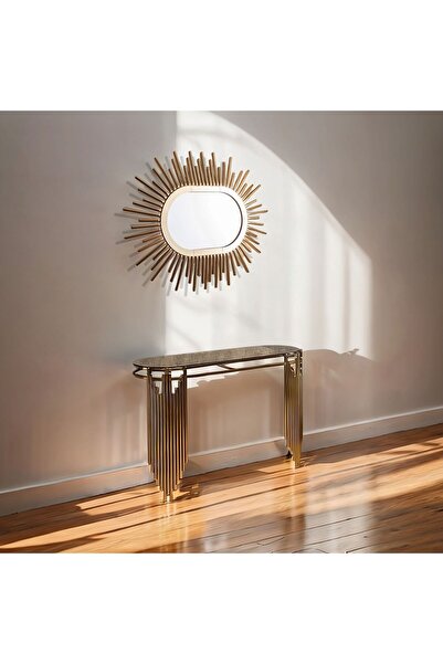 VOVOKO GOLD DRESUAR 2 AYAKLI DUVARA MONTELİ ANTRE SETİ AYNALI ULTRA LAK KAPLAMA SET 120CM