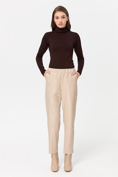 Esswaap Pantaloni din piele Bej