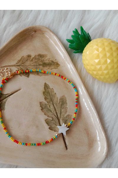 HAPPY HANDMADE NATURAL PEAL STONE ANKLE FOOT ACCESSORY WITH SAND BEADS
