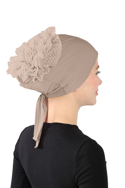 Ecardin Dark Mink - Sandy Fabric with Knobs and Laced Bonnet - St 620