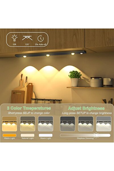 IXQR Bella Şarjlı Slim Cabinet Tezgah Üstü Usb Şarjlı Mıknatıslı Sensörlü 3W ...