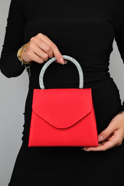 LuviShoes MONAKO Red Satin Stone Women's Handbag