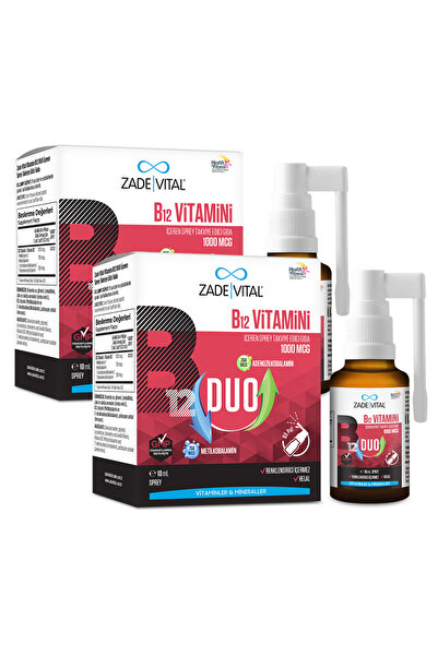 Zade Vital Vitamin B12 DUO 1000 Mcg İçeren Sprey Takviye Edici Gıda  2 Kutu
