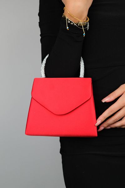 LuviShoes MONAKO Red Satin Stone Women's Handbag
