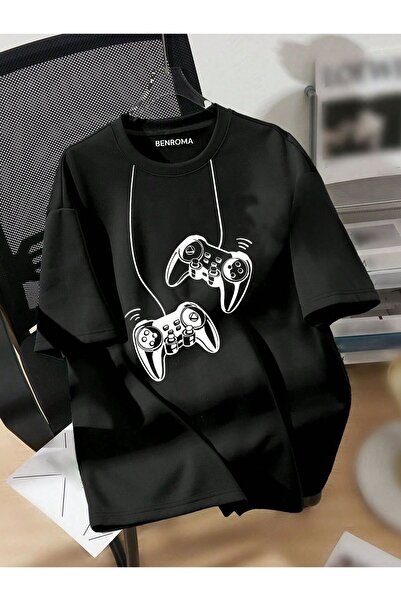 BENROMA TRIUC UNISEX OVERSIZAT IMPRIMAT MÂNECĂ DE JOC PLAYSTATION [disponibil...