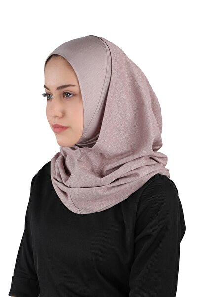 Ecardin Simli Abiye Pratik Hijab Türban - St 300 Gül Kurusu