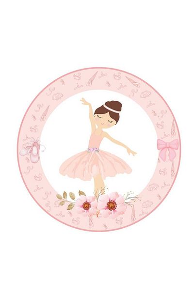 aşkın concept 8 Pieces Ballerina Themed Cardboard Plate