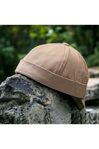 Shopiolog Summer Cotton Docker Kipa Hat Short Hat with Back Adjustable Without Visors