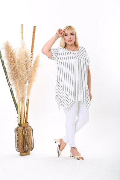 EMEZ Blouse - White Striped Design