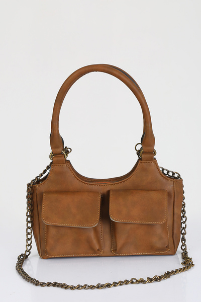 DERKON Τσάντα ώμου Vintage Tan Mony Pocket