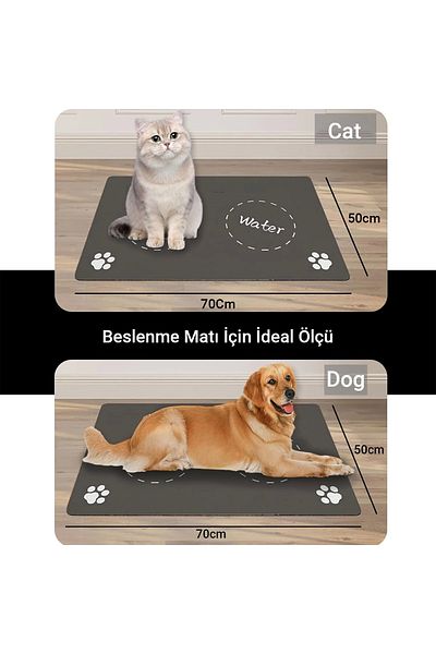 MatGo Pati Food - Gray Non-Slip Liquid-Proof Cat Dog Food Mat 50x70cm