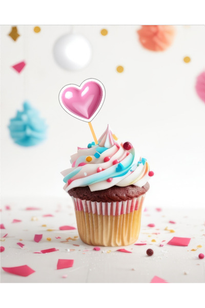 Hiras Dizayn 20 قطعة من مسواك الكيك على شكل قلوب وردية مقاس 5 سم لتزيين الكيك والبسكويت والخطوبة ووعد الكوكتيل والعروس